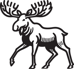 Moose Vector In Black and White
