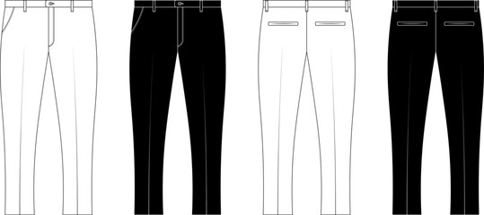 front view and back view formal striped trousers icon set