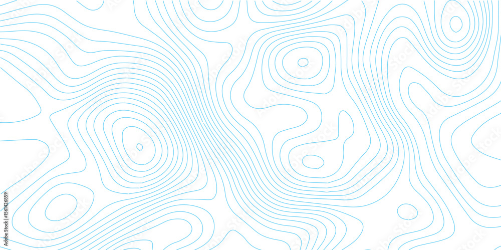 Poster light blue topographic map with smooth contour elevation line background.