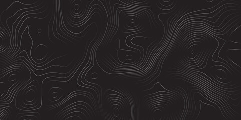 Minimal black topographic lines pattern with dark map elevation contours.