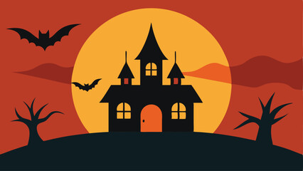 Spooky pumpkin night and flying bats as Halloween vector illustration.