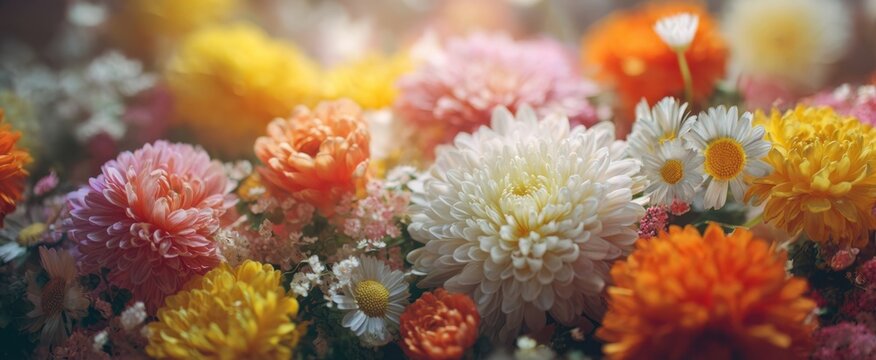 The vibrant display of colorful flowers in full bloom showcasing nature's beauty. - Powered by Adobe