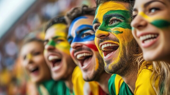 Excited fans with painted faces