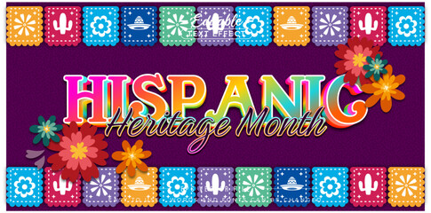 National Hispanic Heritage Month greetings, editable text effect.