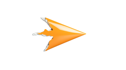 Orange arrow design, perfect for directional signage or graphic overlays, on a transparent background.