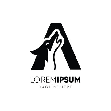 Letter A Initial Wolf Logo Design Vector Icon Graphic Emblem Symbol Image Illustration