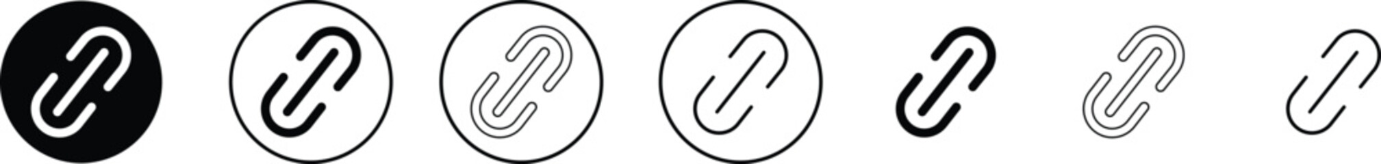 Attachment link icon set, Internet URL webpage url link vector. Chain, link symbol collection isolated on transparent background, Paperclip Hyperlink Icon. link From contact and communication device.