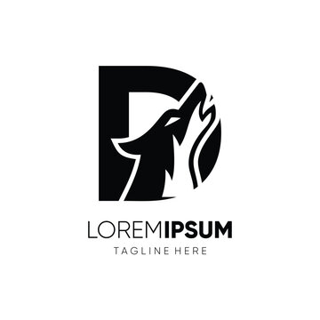 Letter D Initial Wolf Logo Design Vector Icon Graphic Emblem Symbol Image Illustration