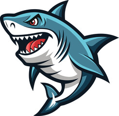 Stylized Shark In Attack Pose Mouth Wide Open B