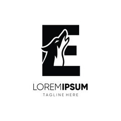 Letter E Initial Wolf Logo Design Vector Icon Graphic Emblem Symbol Image Illustration