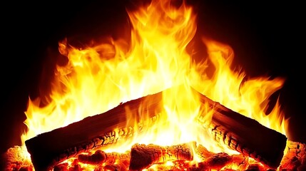 Intense fireplace flames creating a warm and inviting atmosphere at home