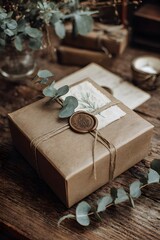Rustic Gift Box with Decorative Elements.