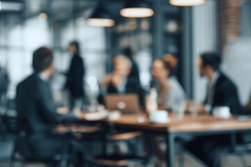 Blurred soft of people meeting at table business people talking in modern office