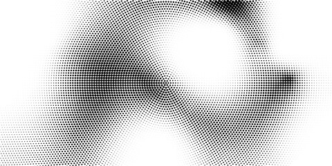 Abstract radial halftone gradient texture. Vector concentric dotted grunge background for poster, overlay, cover, card. Pixelated retro backdrop