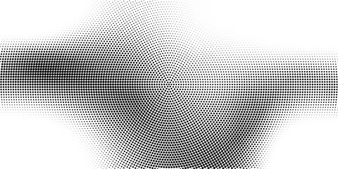 Abstract radial halftone gradient texture. Vector concentric dotted grunge background for poster, overlay, cover, card. Pixelated retro backdrop