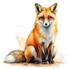 Obraz premium Watercolor fox isolated on transparent background