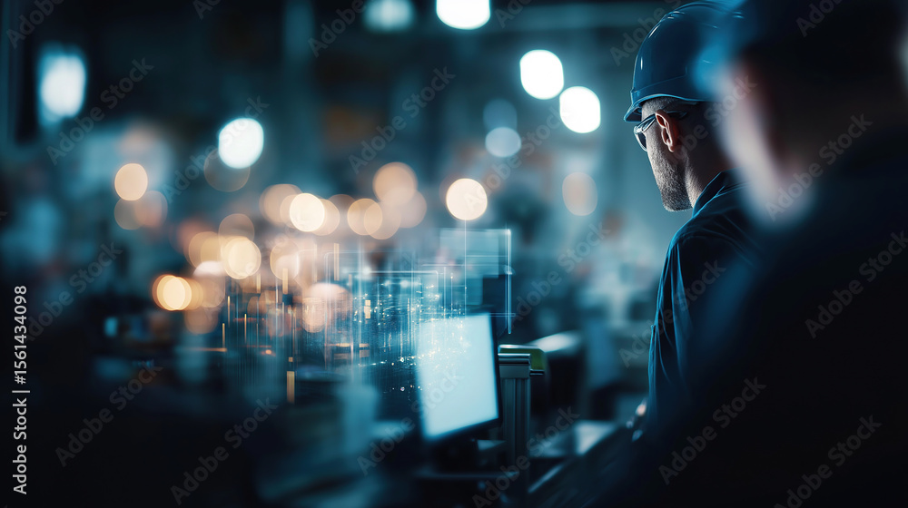 Aufkleber automated factory with human workers monitoring systems