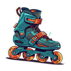 Dynamic Inline Skates. A vibrant illustration of modern roller skates. perfect for action and urban sports.