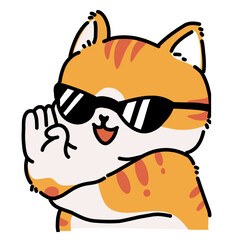 Cool orange cat wearing sunglasses cartoon vector illustration 