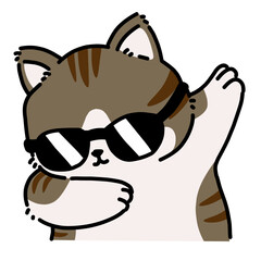 Cool brown cat with sunglasses cartoon vector illustration 