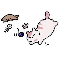 Cute cat with toys vector illustration 