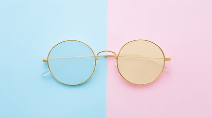 Round glasses on a pastel background