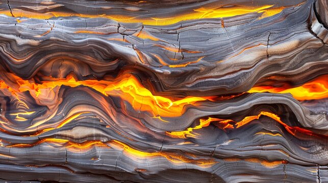 Glowing sedimentary rock layers pulsing with ancient energy, revealing Earth's geological history.