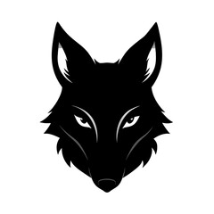 Obraz premium Jackal head full black silhouette wild desert canine face vector illustration