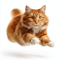 Obraz premium Ginger Cat in Mid-Air Leap , PNG isolated cut out image