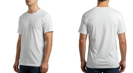 Blank White T-Shirt Mockup Front and Back Views for Design Presentation