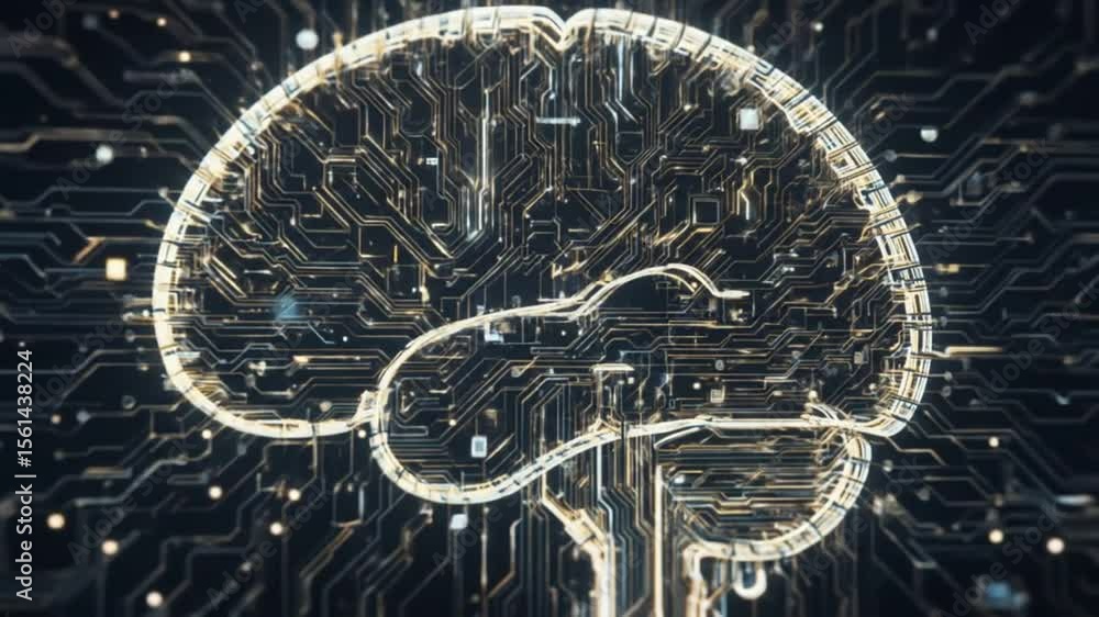 Poster futuristic digital brain concept for artificial intelligence and neural networks