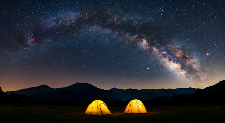 Milky Way Night Camping Adventure Under Stars