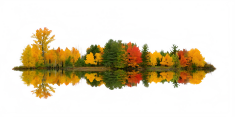  serene landscape showcasing vibrant autumn folia isolated on white background PNG ,ai generated