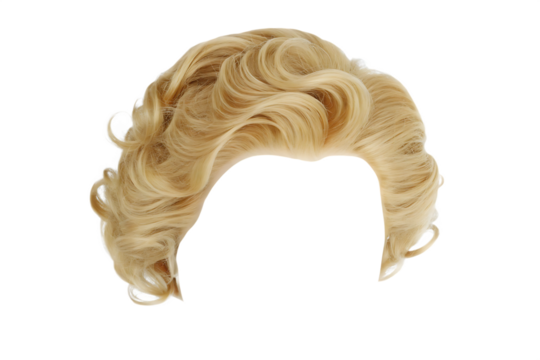 blond human male hair wig isolated on white background PNG ,ai generated