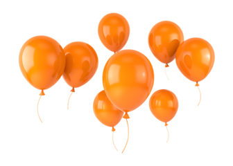  bright orange balloons for festive celebrations isolated on white background PNG ,ai generated