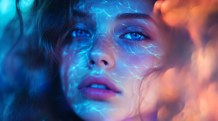 Futuristic Glass and Water Molecular Designs: A Conceptual Exploration of Advanced Skincare and Cosmetic Innovation, Blending Organic Patterns, Bioluminescence, and Minimalist 3D Aesthetics