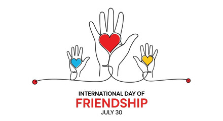 International Friendship Day Line Art Hands Holding Hearts