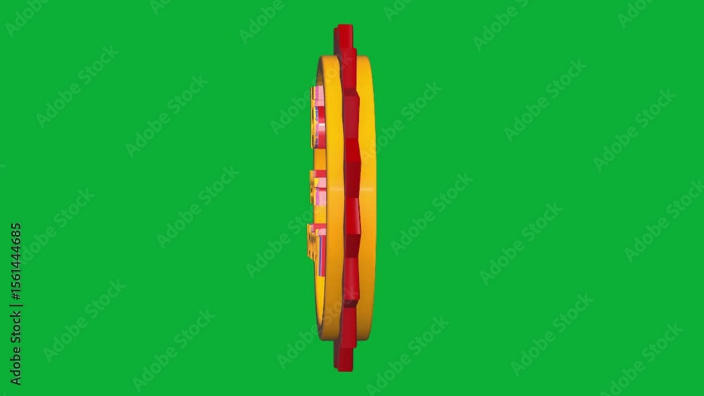Poster 15 year warranty 3d text animation with smooth rotation on green screen background