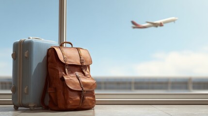 Luggage and plane, the expectation and dream of the journey