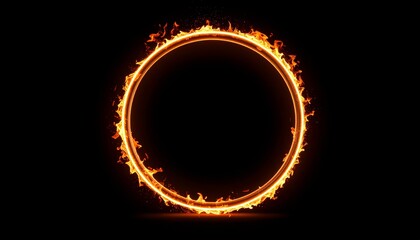 Bright burning letter O design with glowing orange flame in the dark