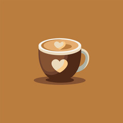 A cup of coffee with a heart on the top