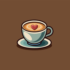 A cup of coffee with a heart on the top