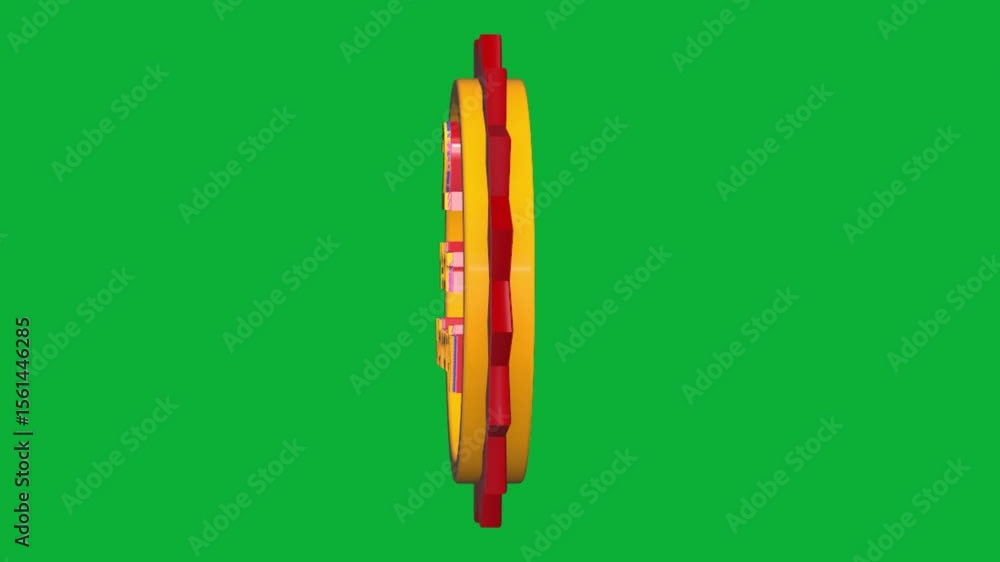 Poster 2 year warranty 3d text animation with smooth rotation on green screen background