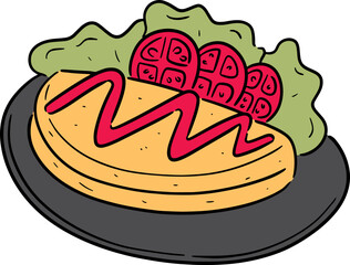 Illustration of omelette rice

