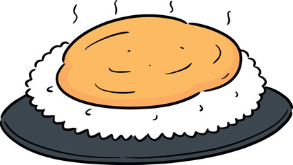 Illustration of omelette rice
