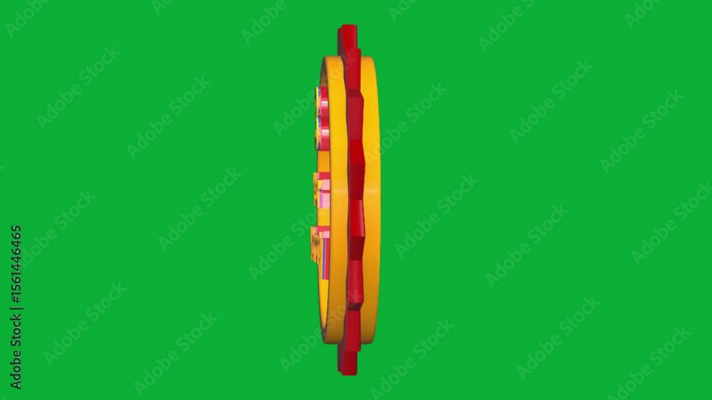Poster 3 year warranty 3d text animation with smooth rotation on green screen background