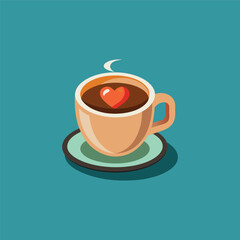 A cup of coffee with a heart on the top