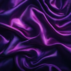 Fototapeta premium Luxurious deep purple silk fabric with dramatic folds and subtle light reflections creating a rich, textured background