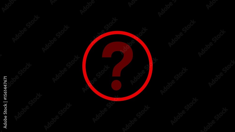 Poster red question mark inside a red circle on black background