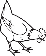 Minimalist hen silhouette vector illustration showing a chicken searching for food, ideal for labels, logos, and educational materials.